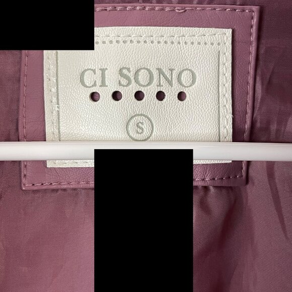 Womens Mauve Faux Leather Jacket With Zipper Pockets & Snap Closures Size S - Picture 7 of 10